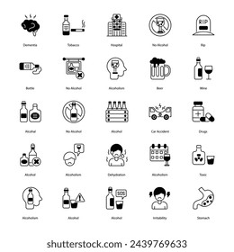 set of Alcoholism icons such as Alcoholism, addiction, recovery, sobriety, support, rehabilitation, health, wellness, intervention, treatment,	