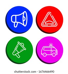 Set von Alarmsymbolen. Zum Beispiel Megaphone, Hump, Ambulance , Warnsymbole