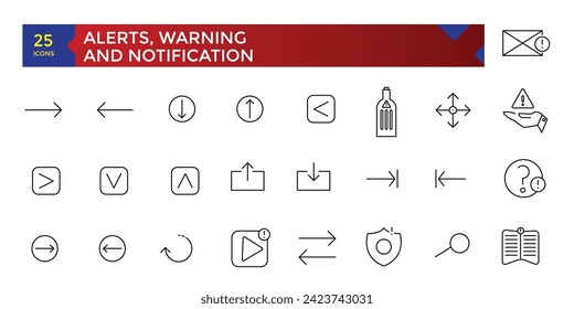 Set of alerts and warning related icons set, ui icons collection