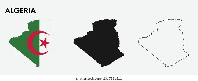 Mapa de Argelia aislado en fondo blanco, diseño de ilustración vectorial