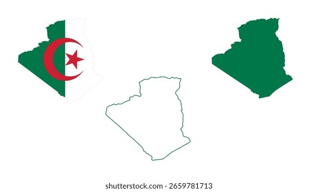 Conjunto de mapa de Argelia aislado sobre fondo blanco, diseño de Ilustración vectorial