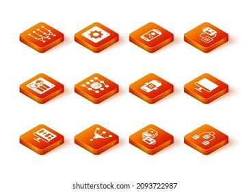 Set Algorithm, Funnel filter, Computer api interface, Neural network, Artificial intelligence robot, AI, Server, Data and monitor icon. Vector