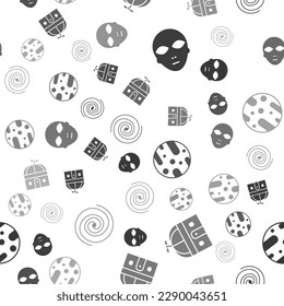 Set Alien, Astronomical observatory, Planet Mars and Black hole on seamless pattern. Vector