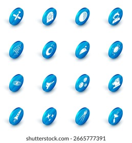 Conjunto Alien, estructura de la Tierra, astronauta, agujero negro, planeta, luna y estrellas, y con el icono de la bandera. Vector