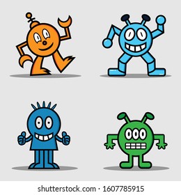 SET OF ALIEN MONSTER VECTOR DESIGN