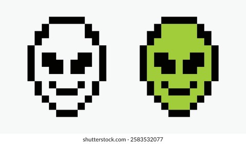 set alien pixel art icon vector illustration.