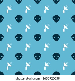Set Alien and Radar on seamless pattern. Vector