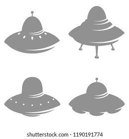 Set of alien spaceship icons