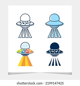 Set of alien spaceship vector element with flat color