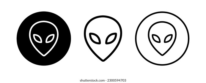 Set of aliens head. Alien black face illustration. Martian head vector icon.