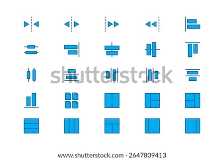 Set of Alignment Icons for Web and App Design in blue two tone style