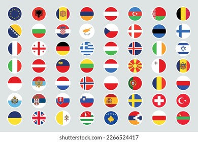 Set Of All Europe Flags Circles Vectorart