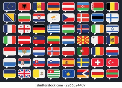 Set Of All Europe Flags Message Bubbles Vectorart