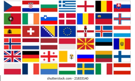 set of all european  flags vector illustration