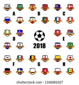 Set of All Nation team Football Badge 3D vector Designed illustration. Football tournament 2018.