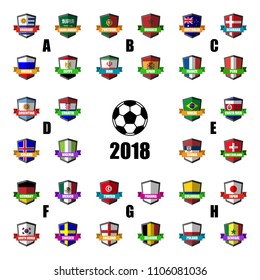 Set of All Nation team Football Badge 3D vector Designed illustration. Football tournament 2018.