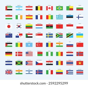 Set of all official national flags of the world illustration vector.