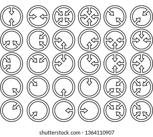 set of all possible arrows pointing inside circle