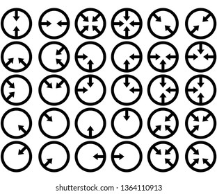 set of all possible arrows pointing inside circle