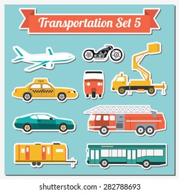 Set of all types of transport icon  for creating your own infographics or maps. Water, road, urban, air, cargo, public and ground transportation set. Vector illustration