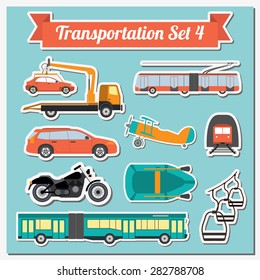 Set of all types of transport icon  for creating your own infographics or maps. Water, road, urban, air, cargo, public and ground transportation set. Vector illustration