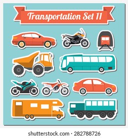 Set of all types of transport icon  for creating your own infographics or maps. Water, road, urban, air, cargo, public and ground transportation set. Vector illustration