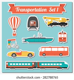 Set of all types of transport icon  for creating your own infographics or maps. Water, road, urban, air, cargo, public and ground transportation set. Vector illustration