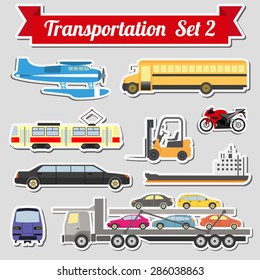 Set of all types of transport icon  for creating your own info graphics or maps. Water, road, urban, air, cargo, public and ground transportation set. Vector illustration