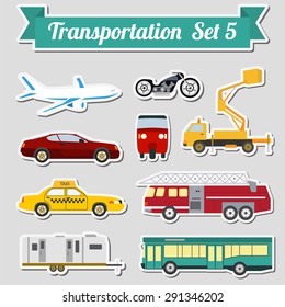 Set of all types of transport icon  for creating your own infographics or maps. Water, road, urban, air, cargo, public and ground transportation set. Vector illustration