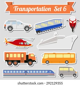 Set of all types of transport icon  for creating your own infographics or maps. Water, road, urban, air, cargo, public and ground transportation set. Vector illustration