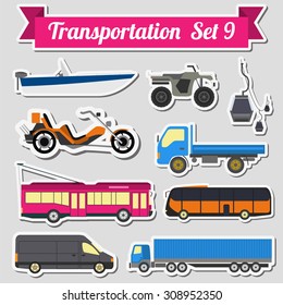 Set of all types of transport icon  for creating your own infographics or maps. Water, road, urban, air, cargo, public and ground transportation set. Vector illustration