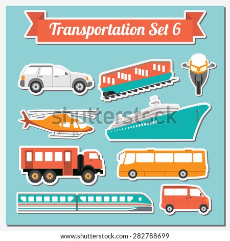 Set of all types of transport icon  for creating your own infographics or maps. Water, road, urban, air, cargo, public and ground transportation set. Vector illustration