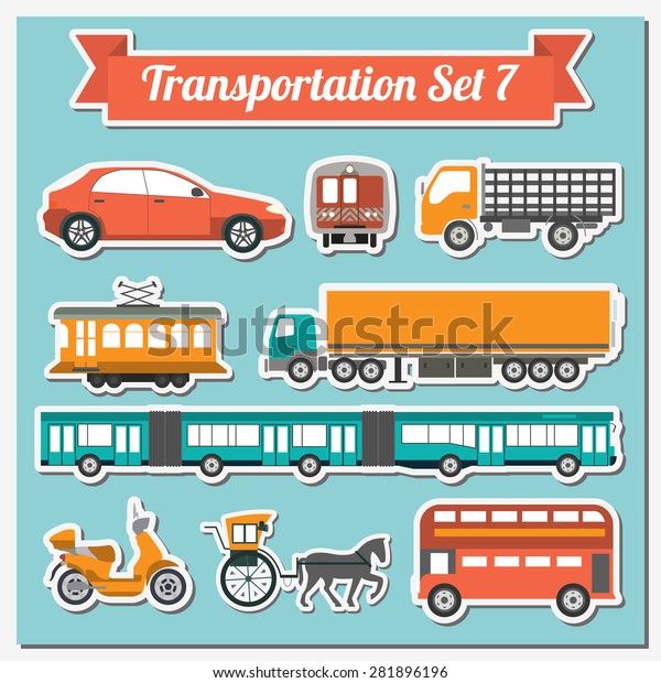 Set of all types
of transport icon  for creating your own infographics or maps.
Water, road, urban, air, cargo, public and ground transportation
set. Vector illustration