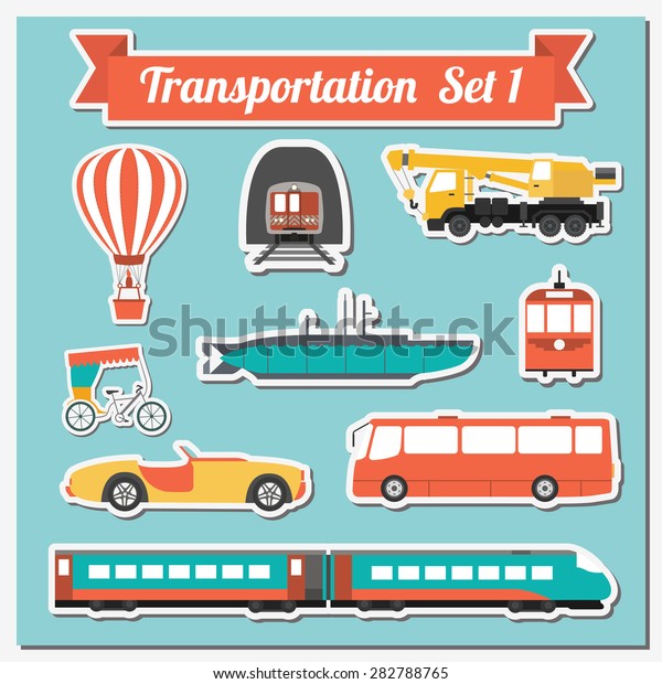 Set of all types
of transport icon  for creating your own infographics or maps.
Water, road, urban, air, cargo, public and ground transportation
set. Vector illustration