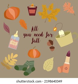 set All you need for fall autumn socks,serum,pumpkin,lipstick