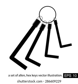 a set of allen, hex keys vector illustration.
