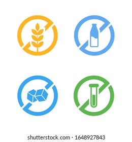 Set of allergen diet badges. Ingridient labels. 