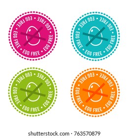 Set of Allergen free Badges. Egg free. Vector hand drawn Signs. Can be used for packaging Design.