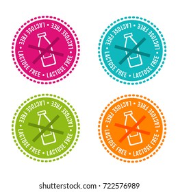 Set of Allergen free Badges. Lactose free. Vector hand drawn Signs. Can be used for packaging Design.