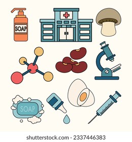 Set of Allergies Simple Flat Line Illustration