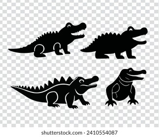 a set of alligator icon illustration, crocodile symbols