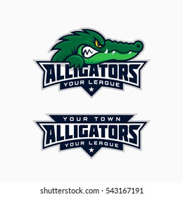 Set of alligator mascot for a sport team. Vector illustration.