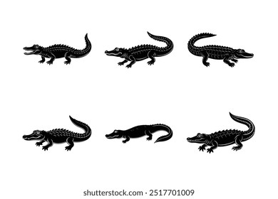 Set of Alligator silhouette vector illustration