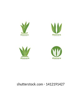 Conjunto de conceptos de icono vectorial de la plantilla del logotipo de aloevera