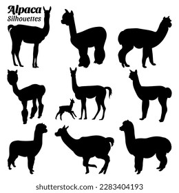 Legen Sie alpaca silhouette Vektorgrafik.