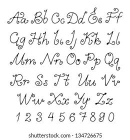 Set alphabet calligraphic - vector