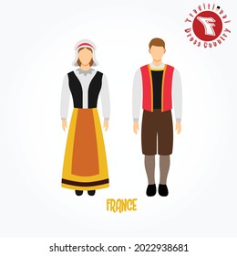 Set of alphabet cartoon characters in traditional clothes. F for France.