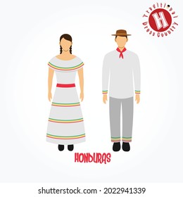 Set of alphabet cartoon characters in traditional clothes. H for Honduras.