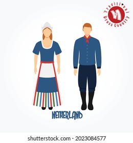 Set of alphabet cartoon characters in traditional clothes. N for Netherlands.