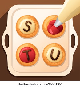 Set of Alphabet Cookies  : Vector Illustration